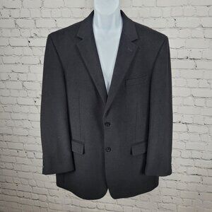 T. Harris Black Cashmere Silk Wool 2 Button Vented Notch Blazer Sport Coat 42R